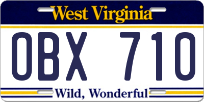 WV license plate OBX710