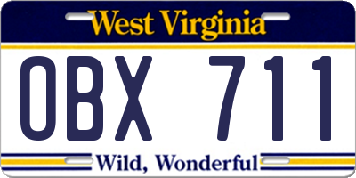 WV license plate OBX711
