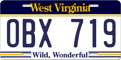 WV license plate OBX719