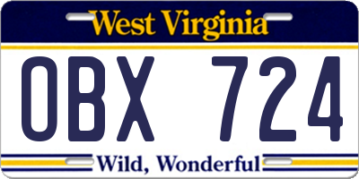 WV license plate OBX724