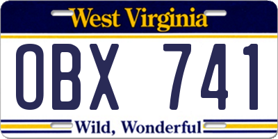 WV license plate OBX741