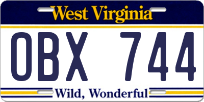 WV license plate OBX744