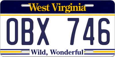 WV license plate OBX746