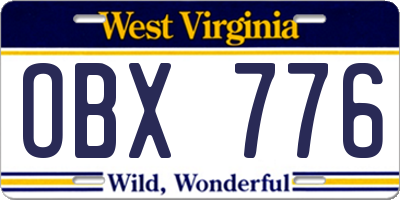 WV license plate OBX776