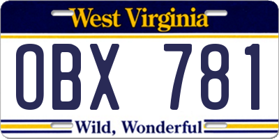 WV license plate OBX781