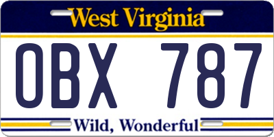 WV license plate OBX787