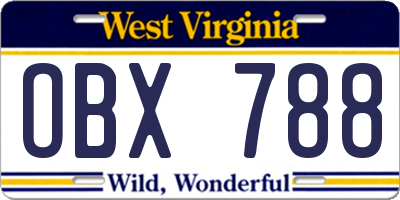 WV license plate OBX788