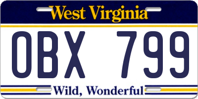 WV license plate OBX799