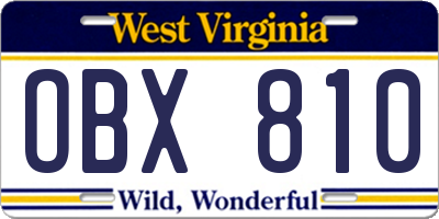 WV license plate OBX810