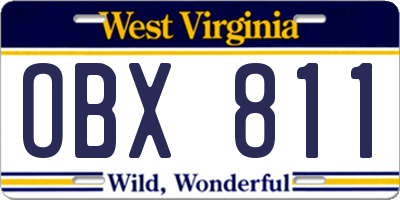 WV license plate OBX811