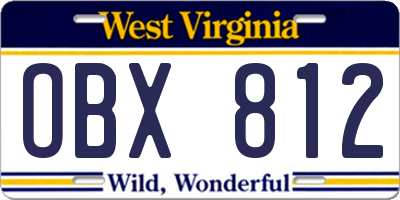 WV license plate OBX812