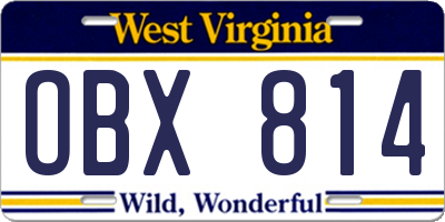 WV license plate OBX814