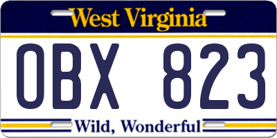 WV license plate OBX823