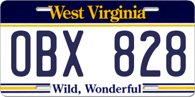 WV license plate OBX828