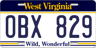 WV license plate OBX829