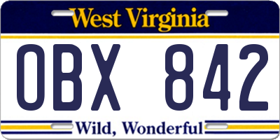 WV license plate OBX842