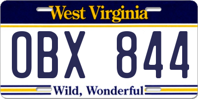 WV license plate OBX844
