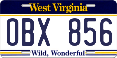 WV license plate OBX856
