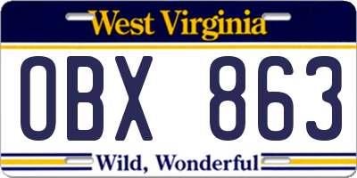 WV license plate OBX863