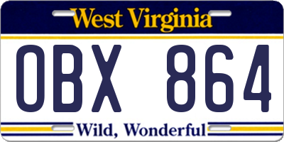 WV license plate OBX864