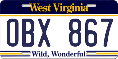 WV license plate OBX867