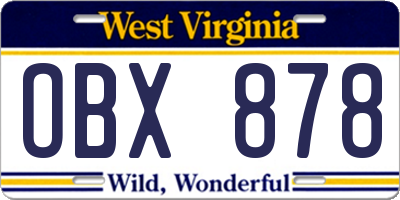 WV license plate OBX878