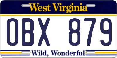 WV license plate OBX879