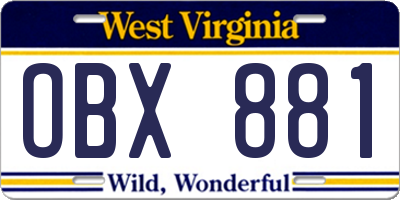WV license plate OBX881