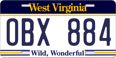 WV license plate OBX884