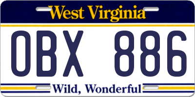 WV license plate OBX886