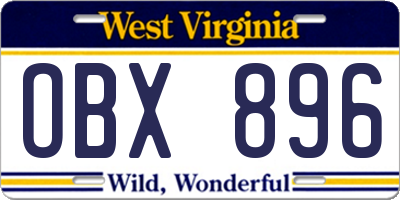 WV license plate OBX896