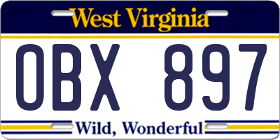 WV license plate OBX897