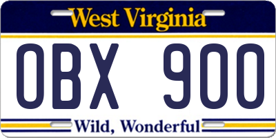 WV license plate OBX900