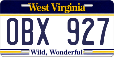 WV license plate OBX927
