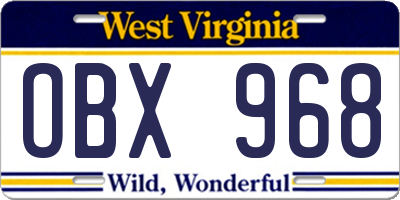 WV license plate OBX968