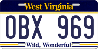 WV license plate OBX969