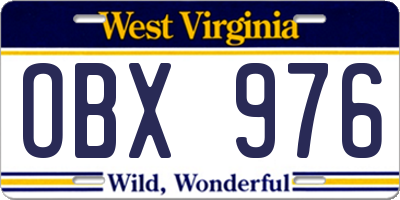 WV license plate OBX976