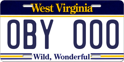 WV license plate OBY000