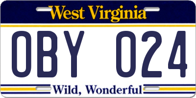 WV license plate OBY024