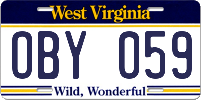 WV license plate OBY059