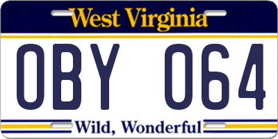 WV license plate OBY064
