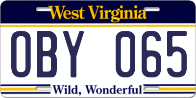 WV license plate OBY065