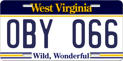 WV license plate OBY066