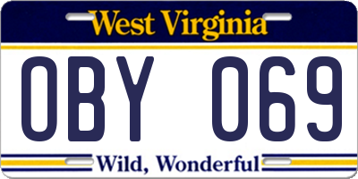 WV license plate OBY069