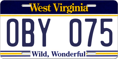 WV license plate OBY075