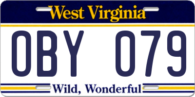 WV license plate OBY079