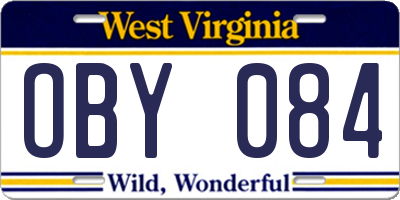 WV license plate OBY084