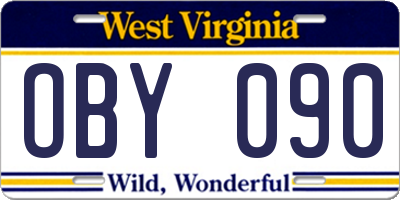 WV license plate OBY090