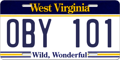 WV license plate OBY101
