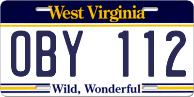 WV license plate OBY112